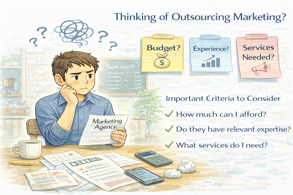 마케팅 외주 맡기기 전에 알아야 할 것들로 고민하는 자영업자 모습