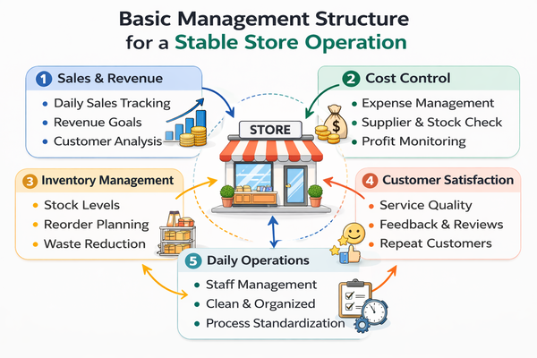 매장 운영이 안정되는 기본 관리 구조 설명 이미지